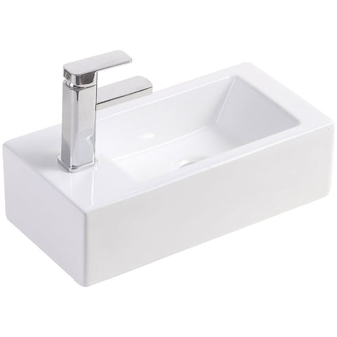 Fienza Linea Wall Hung Basin Left Hand Tap (Chrome Pop Up Waste & Overflow) Gloss White TR4127-PU