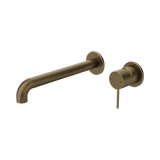 Nero Mecca Wall Basin/Bath Mixer Set 230mm Spout Separate Plates Tumbled Antique Brass NR221910C230TA