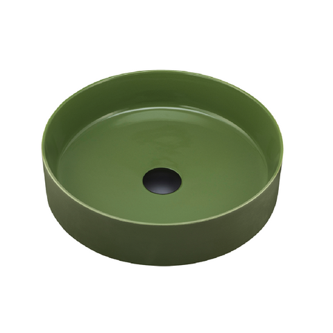 Oliveri Terzofoco Circular Counter Top Basin 400mm Olive Green TZ0200CG