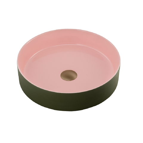 Oliveri Terzofoco Circular Counter Top Basin 400mm Olive / Salmon TZ0200SO