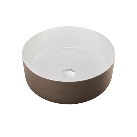Oliveri Terzofoco Circular Counter Top Basin 420mm Natural Earth / White TZ0209WH