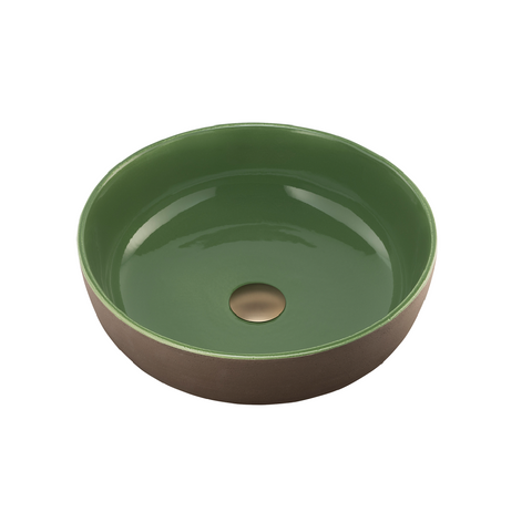 Oliveri Terzofoco Curved Counter Top Basin 400mm Natural Earth / Sage Green TZ0301SG