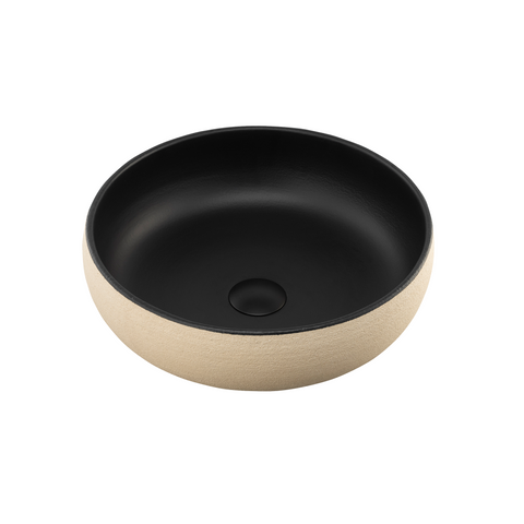 Oliveri Terzofoco Curved Counter Top Basin 400mm Light Earth / Matte Black TZ0302EB
