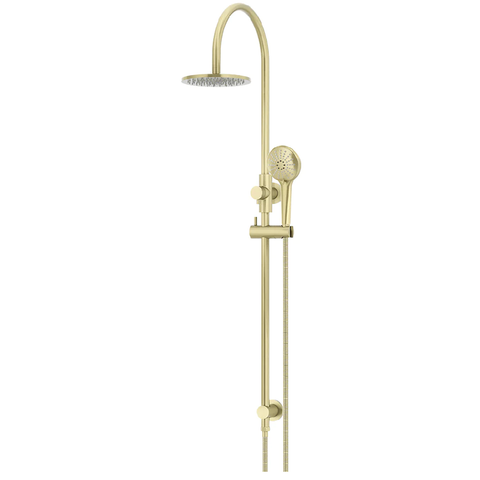 Meir Round Overhead Shower Rail - Three Function Hand Shower Set 200mm Tiger Bronze MZ0904-PVDBB
