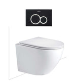 Seima Arko Toilet Package, Wall Hung Toilet Pan Matte White, In Wall Cistern C200, Flush button 100 Serie Black, Flat Toilet Seat 192590 + 191790