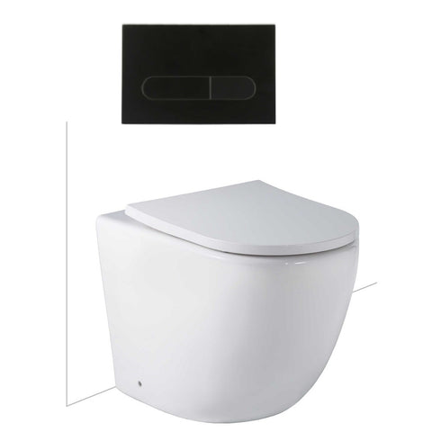 Seima Arko Toilet Package, Wall Faced Toilet Pan Matte White, In Wall Cistern C100, Flush button 500 Serie Matte Black, Slim Toilet Seat 192597 + 191803