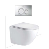 Seima Arko Toilet Package, Wall Hung Toilet Pan Matte White, In Wall Cistern C200, Flush button 100 Serie Chrome, Flat Toilet Seat 192590 + 191791