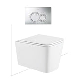 Seima Plati Toilet Package, Wall Hung Toilet Pan Matte White, In Wall Cistern C200, Flush button 100 Serie Chrome, Flat Toilet Seat 192465 + 191791