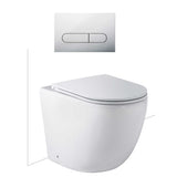 Seima Arko Toilet Package, Wall Faced Toilet Pan Matte White, In Wall Cistern C100, Flush button 500 Serie Chrome, Flat Toilet Seat 192598 + 191804