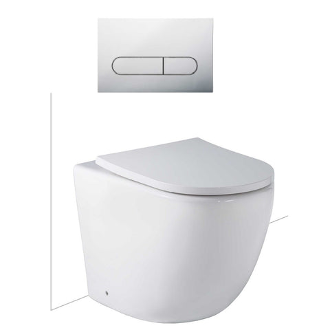 Seima Arko Toilet Package, Wall Faced Toilet Pan Matte White, In Wall Cistern C100, Flush button 500 Serie Chrome, Slim Toilet Seat 192597 + 191804