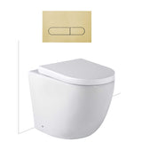 Seima Arko Toilet Package, Wall Faced Toilet Pan Matte White, In Wall Cistern C100, Flush button 500 Serie Brushed Gold, Deluxe Toilet Seat 192596 + 192064