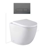 Seima Arko Toilet Package, Wall Faced Toilet Pan Matte White, In Wall Cistern C100, Flush button 500 Serie Gunmetal, Deluxe Toilet Seat 192596 + 192181