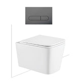 Seima Plati Toilet Package, Wall Hung Toilet Pan Matte White, In Wall Cistern C200, Flush button 500 Serie Gunmetal, Flat Toilet Seat 192465 + 192181