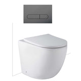 Seima Arko Toilet Package, Wall Faced Toilet Pan Matte White, In Wall Cistern C100, Flush button 500 Serie Gunmetal, Slim Toilet Seat 192597 + 192181