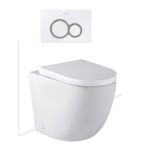Seima Arko Toilet Package, Wall Faced Toilet Pan Matte White, In Wall Cistern C100, Flush button 100 Serie White, Deluxe Toilet Seat 192596 + 191793