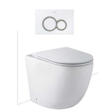 Seima Arko Toilet Package, Wall Faced Toilet Pan Matte White, In Wall Cistern C100, Flush button 100 Serie White, Flat Toilet Seat 192598 + 191793