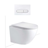 Seima Arko Toilet Package, Wall Hung Toilet Pan Matte White, In Wall Cistern C200, Flush button 500 Serie Matte White, Flat Toilet Seat 192590 + 192276