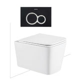 Seima Plati Toilet Package, Wall Hung Toilet Pan Matte White, In Wall Cistern C200, Flush button 100 Serie Black, Flat Toilet Seat 192465 + 191790