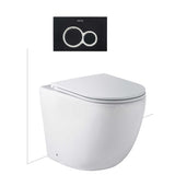 Seima Arko Toilet Package, Wall Faced Toilet Pan Matte White, In Wall Cistern C100, Flush button 100 Serie Black, Flat Toilet Seat 192598 + 191790