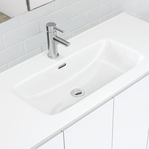 Fienza Joli Fingerpull Wall Hung Vanity Right Drawers (1 Taphole) 750mm Gloss White JOL75FR