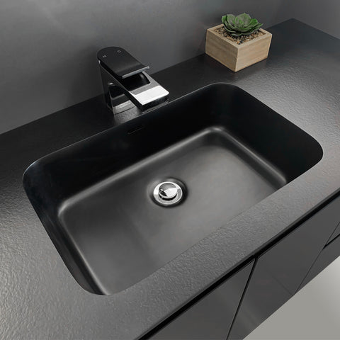 Fienza Montana Solid Surface Uni Wall Hung Cabinet Only 750mm Left Drawers w/ Handles (1 Taphole) Gloss White MON75JL