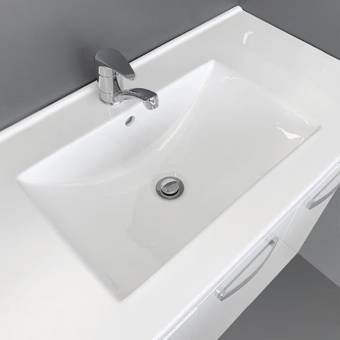 Fienza Dolce Amato On Kickboard Vanity (1 Taphole) 900mm Satin White TCL90BWK