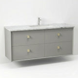 Otti Boston Wall Hung Vanity 1200mm w/ Undermount Basin Light Grey / Natural Carrara Marble Top BS1200LGSTUD-NCA-UB