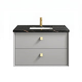 Otti Boston Wall Hung Vanity 600mm w/ Undermount Basin Light Grey / Empire Black Top BS600LGST-EB-UB