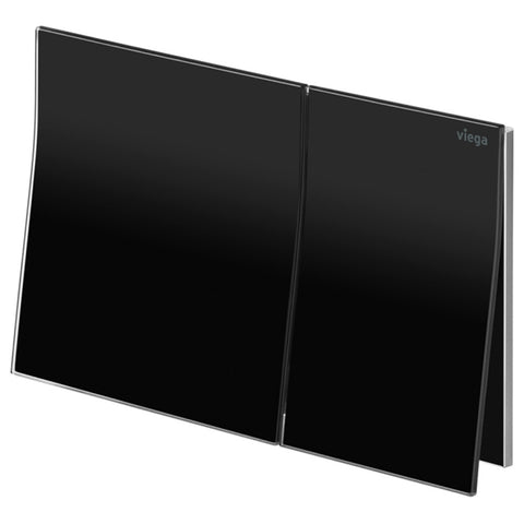 Fienza Viega More200 Curved Button Flush Plate Black Glass V-MORE200BG