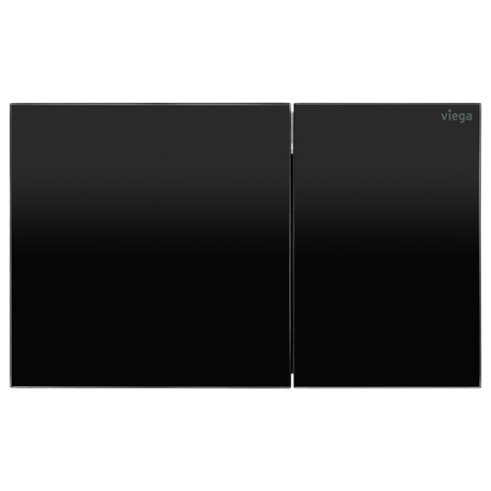 Fienza Viega More200 Curved Button Flush Plate Black Glass V-MORE200BG