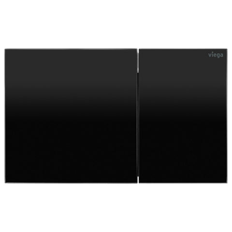 Fienza Viega More200 Curved Button Flush Plate Black Glass V-MORE200BG