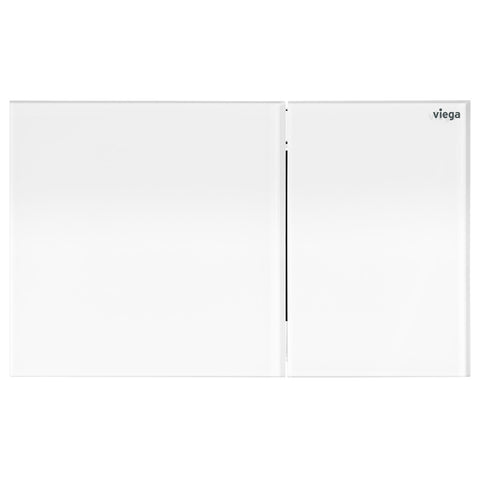 Fienza Viega More200 Curved Button Flush Plate White Glass V-MORE200WG