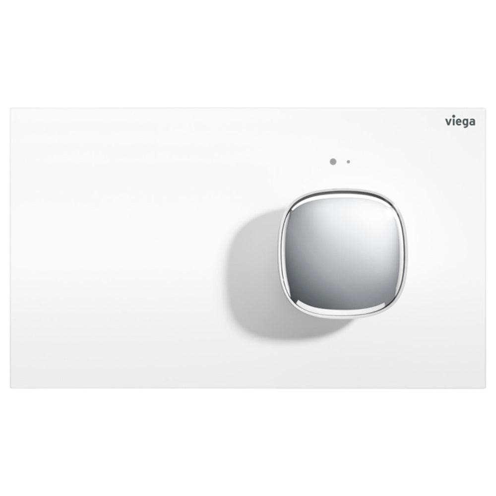 Fienza Viega More202 Raised Knob Electronic Flush Plate White & Chrome V-MORE202C-KIT
