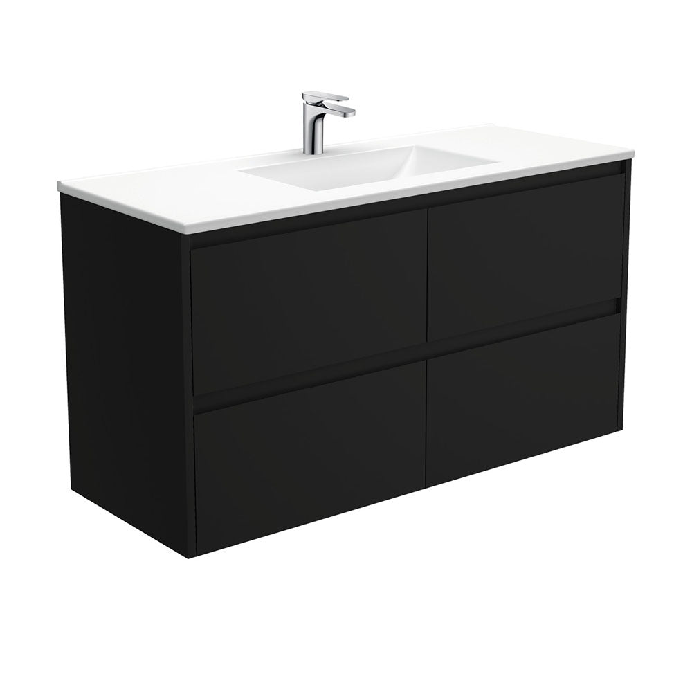 Fienza Vanessa Amato Wall Hung Vanity (1 Taphole) 1200mm Satin Black VAN120BB