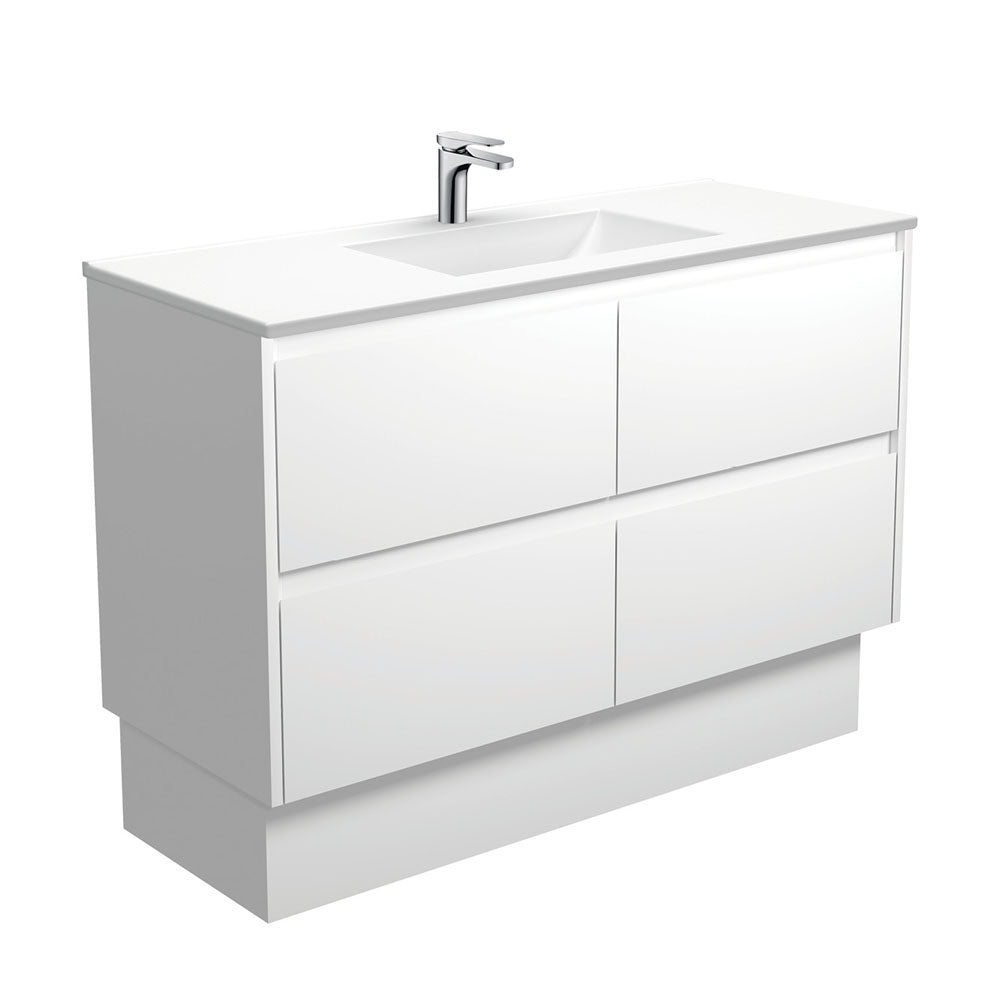 Fienza Vanessa Amato On Kickboard Vanity (1 Taphole) 1200mm Satin White VAN120BWK