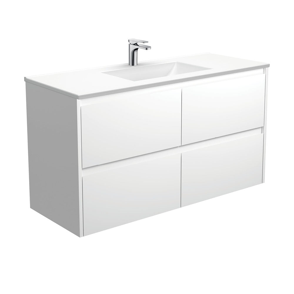 Fienza Vanessa Amato Wall Hung Vanity (1 Taphole) 1200mm Satin White VAN120BW
