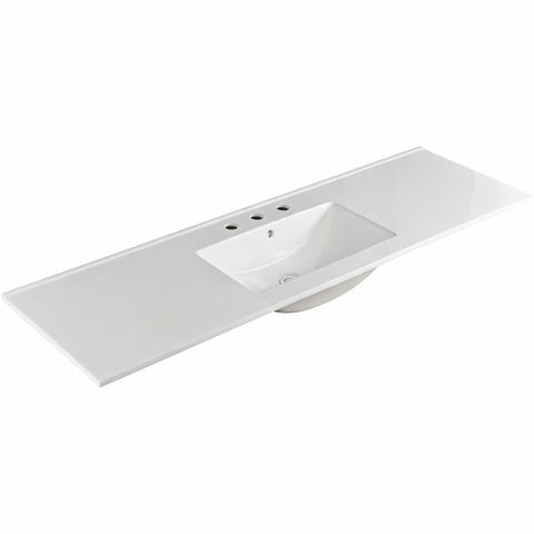 Fienza Vanessa Top Only Single Bowl 1500X460mm (3 Taphole) Gloss White 150VANS-3