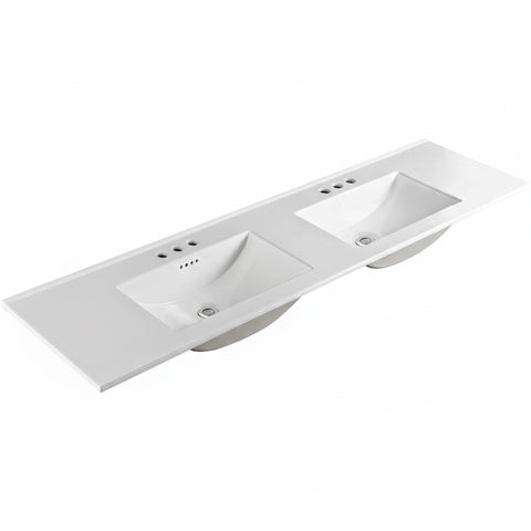 Fienza Vanessa Top Only Double Bowl 1800x460mm (3 Taphole) Gloss White 180VAND-3