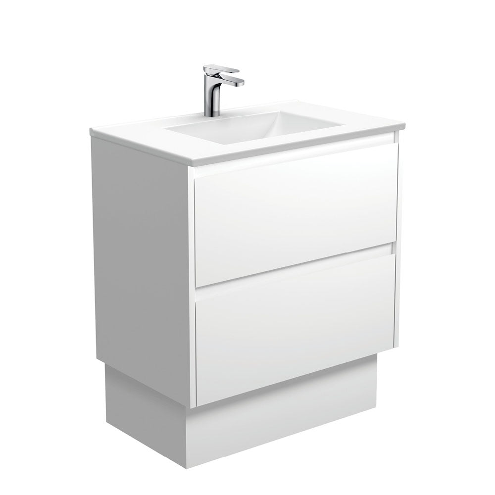Fienza Vanessa Amato On Kickboard Vanity (1 Taphole) 750mm Satin White VAN75BWK
