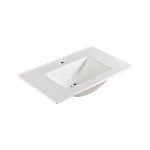 Fienza Vanessa Vanity Bench Top 750x460mm (1 Taphole) Top Only Gloss Warm White 75VAN