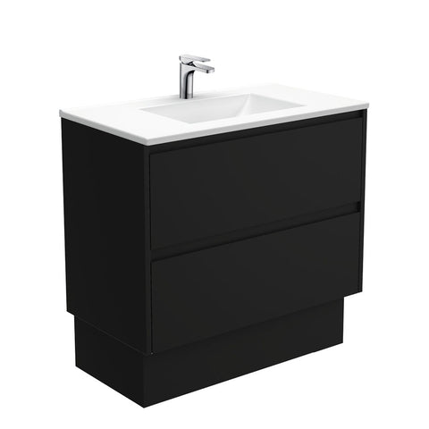Fienza Vanessa Amato On Kickboard Vanity (1 Taphole) 900mm Satin Black VAN90BBK