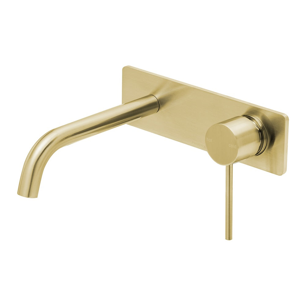 Phoenix Vivid Slimline SwitchMix Wall Basin / Bath Mixer Set 180mm Brushed Gold VS2810-12-1