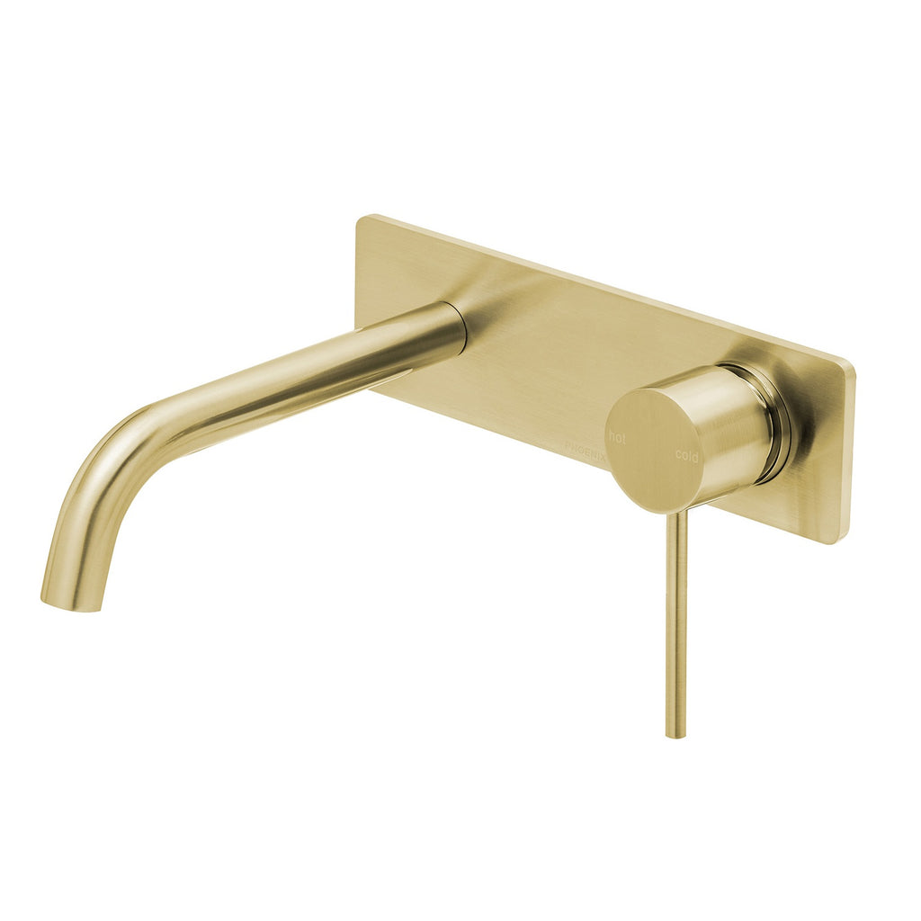 Phoenix Vivid Slimline SwitchMix Wall Basin / Bath Mixer Set 230mm Fit-Off Kit Brushed Gold VS2813-12-1