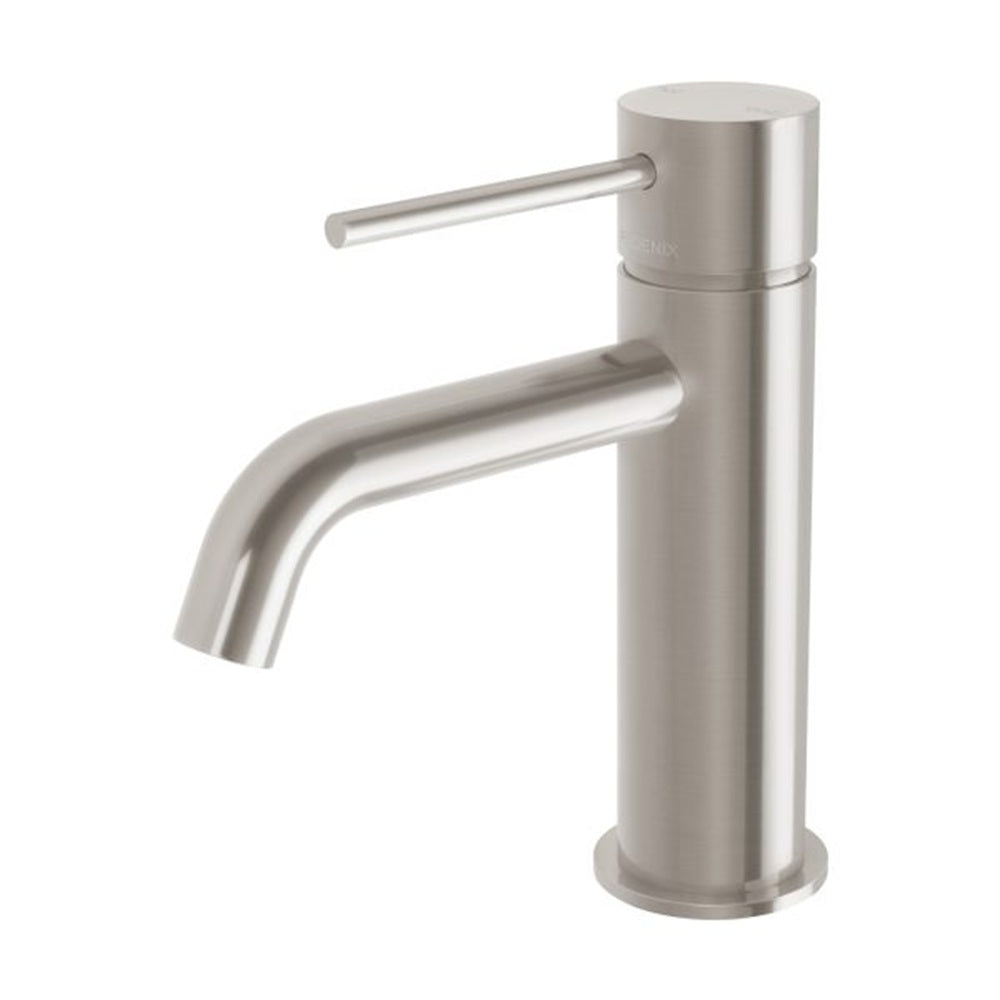 Phoenix Vivid Slimline Basin Mixer Curved Outlet Brushed Nickel VS7701-40-1