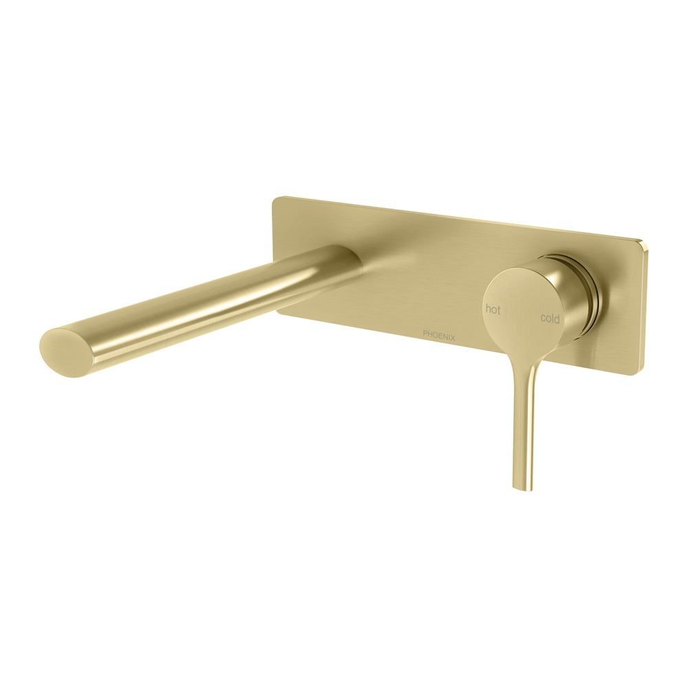 Phoenix Vivid Slimline Oval SwitchMix Wall Basin / Bath Mixer Set 175mm Brushed Gold VV2810-12-1