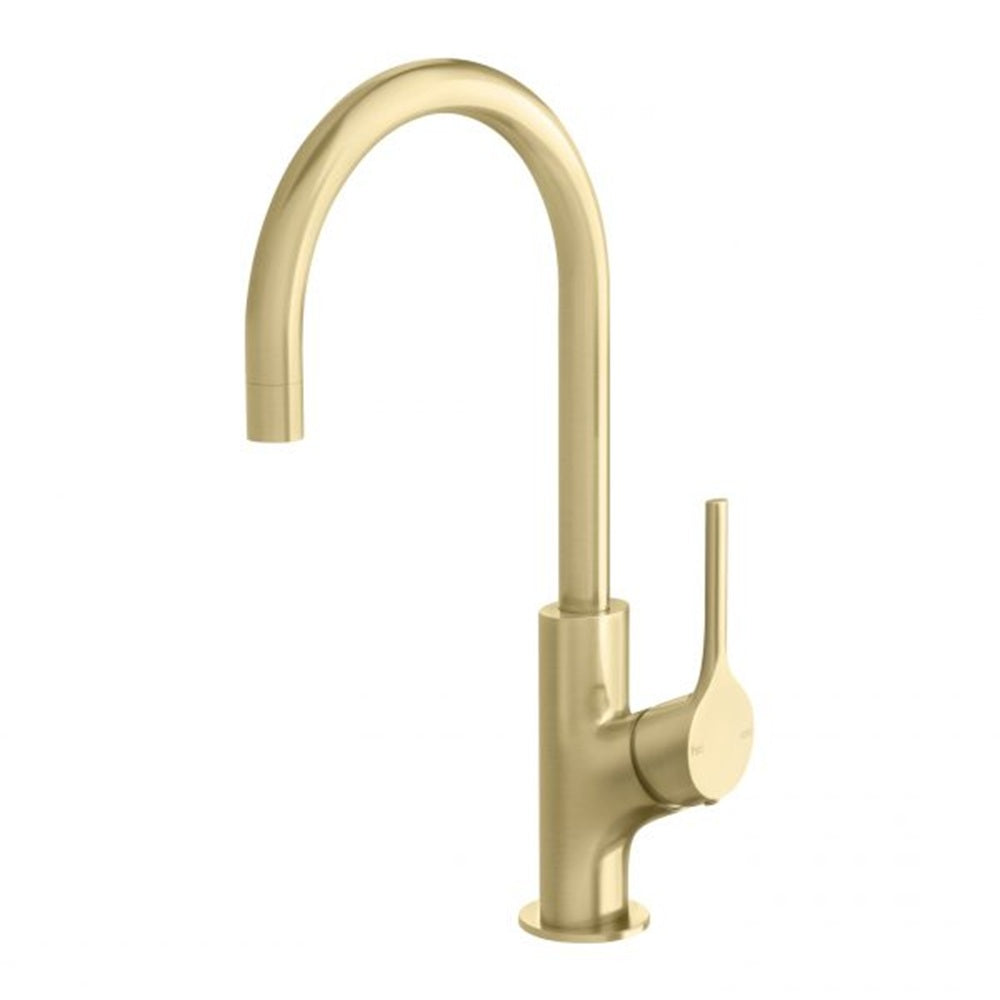 Phoenix Vivid Slimline Oval Sink Mixer 160mm Gooseneck Brushed Gold VV735-12-1