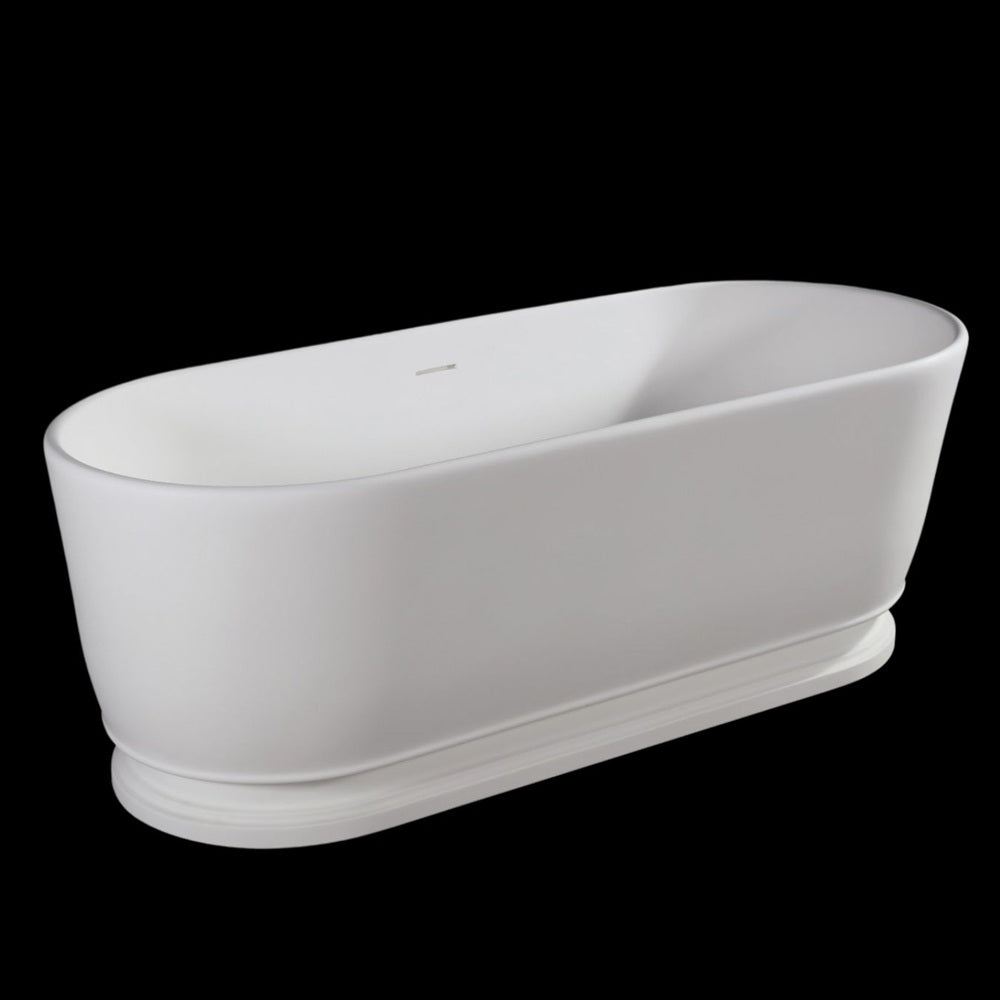 Kaskade Pure Pearl Freestanding Oval Stone Bath 1600mm Matte White VX39-1600-NIK8652NA