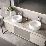 Kaskade Pure Leila Above Counter Round Stone Basin 360mm Matte White VXA13-360-NIK9175NA
