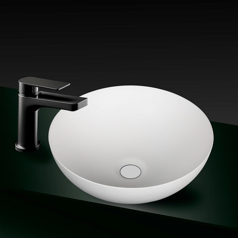 Kaskade Pure Above Counter Round Stone Basin 350mm Matte White VXA22-RND350MW