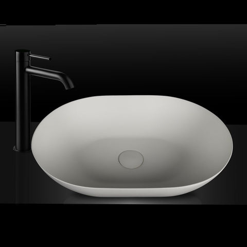 Kaskade Pure Above Counter Oval Stone Basin 500mm Matte White VXA24-OVAL500MW